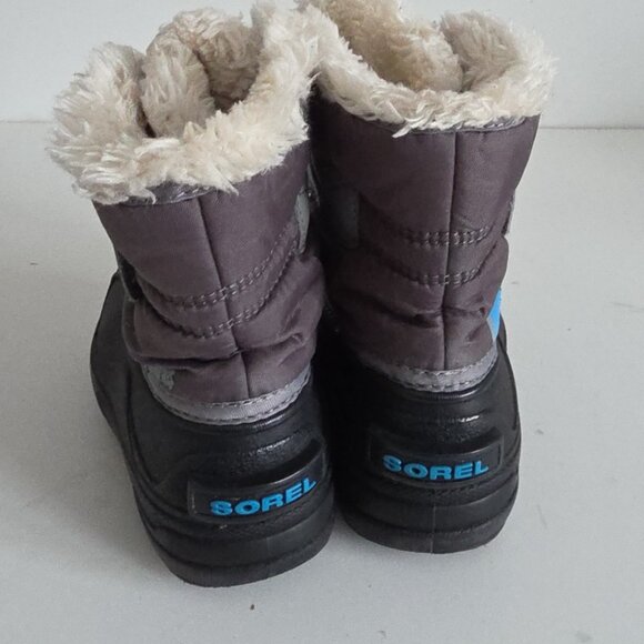 SOREL | Commander Snow Boots Gray Blue Boys Sz 8 - Picture 4 of 5
